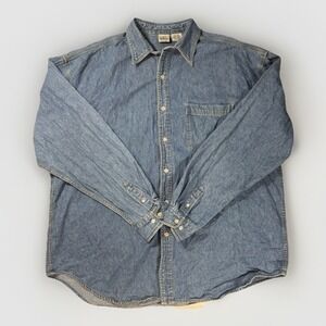 Vintage Disney Store Denim Shirt XXL Mickey Minnie Pluto Donald Daisy